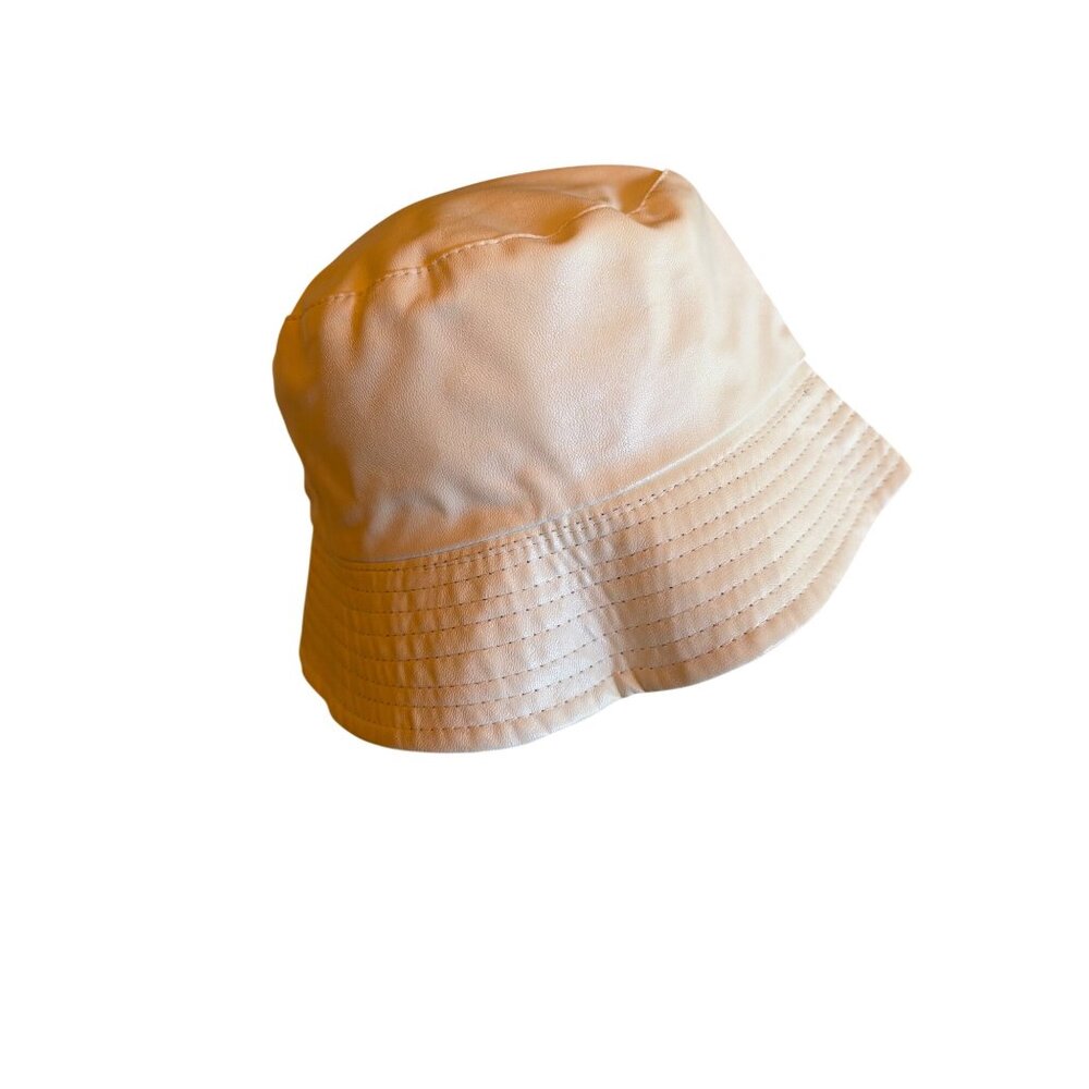 Off White Faux Leather Bucket Hat 58cm Size 100% PU Waterproof Design
